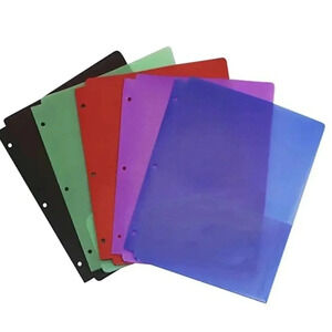 Storex Thicker Poly Two-Pocket Folder with Holes, 5 Pack, Assorted Colors (50230